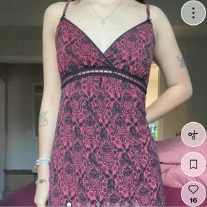 pink & black lace babydoll dress